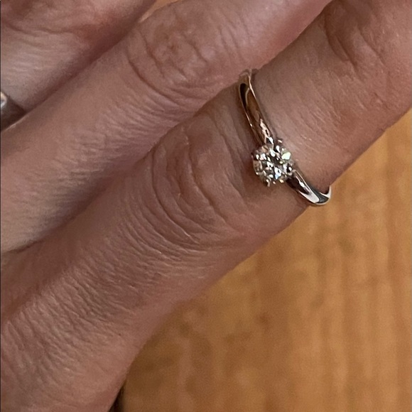 Solid 14k White Gold and Moissanite Solitaire Engagement or Stacking Ring - Picture 7 of 7